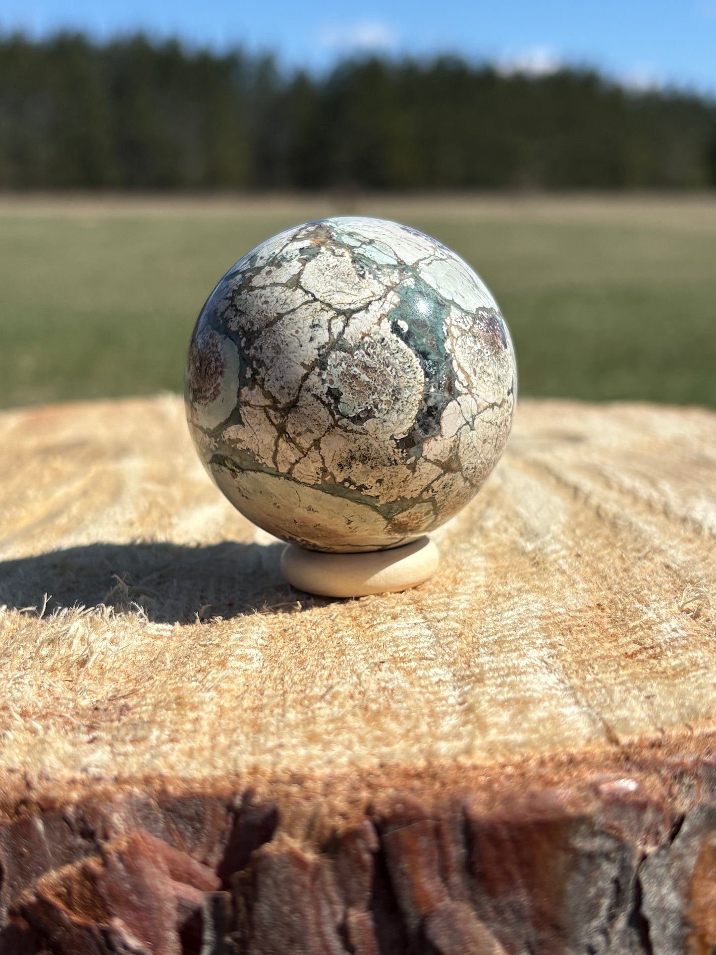 Green Flower Jasper Sphere