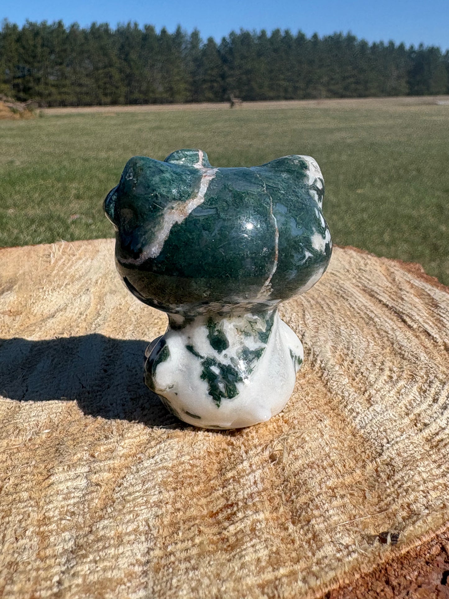 Moss Agate Hello Kitty