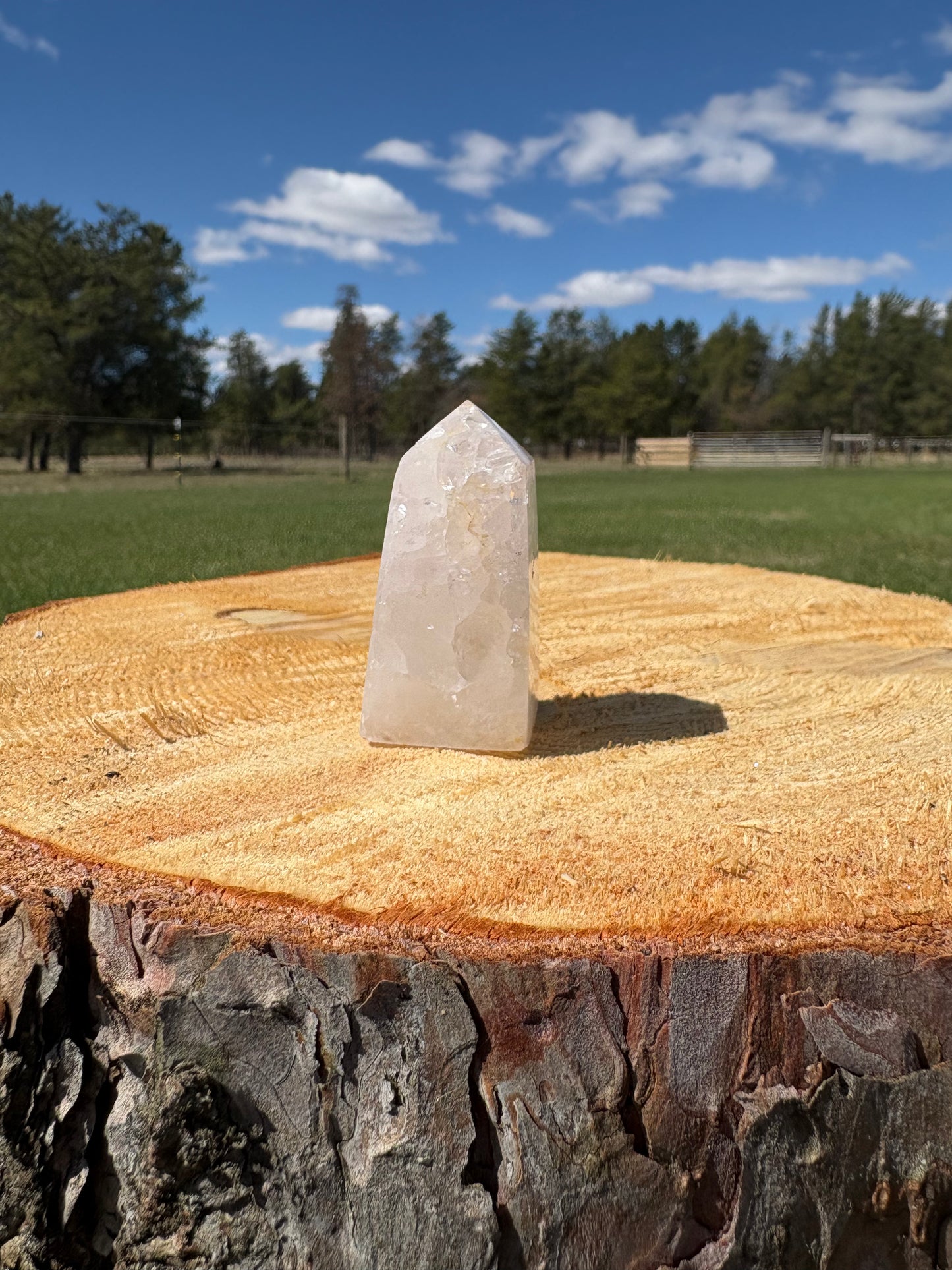 Pink Flower Agate Tower