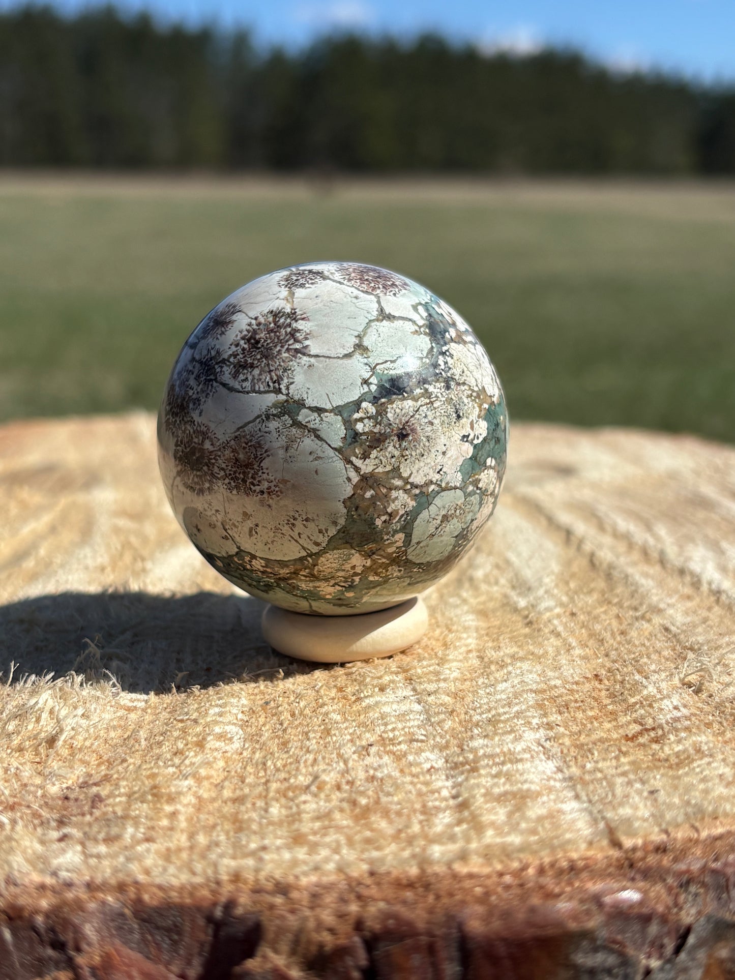 Green Flower Jasper Sphere