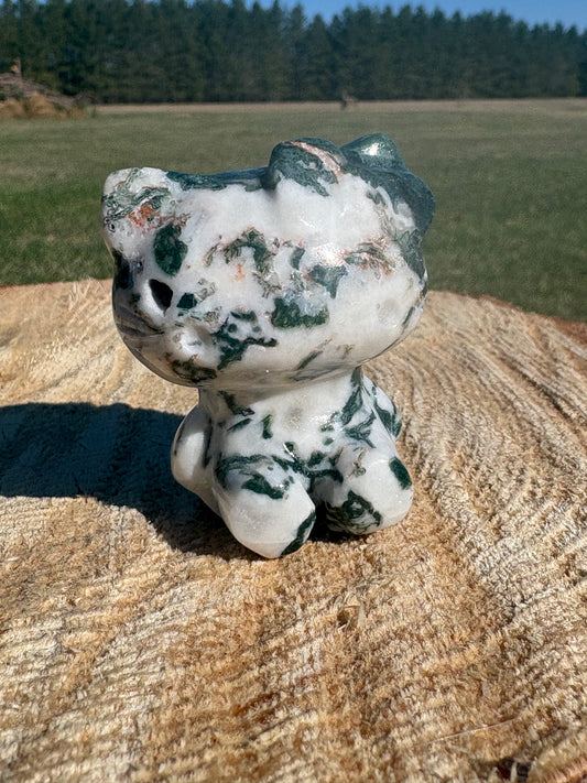 Moss Agate Hello Kitty