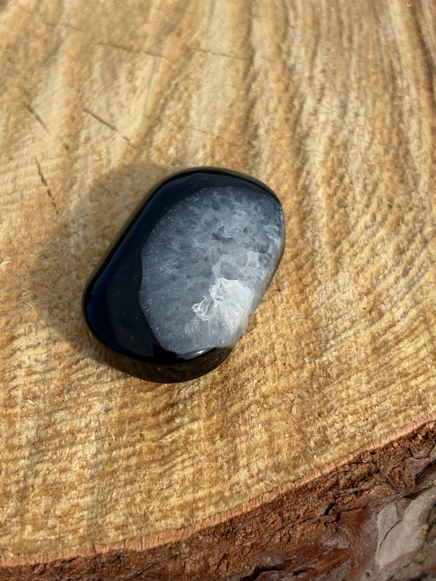 Black Agate Palm Stone Small