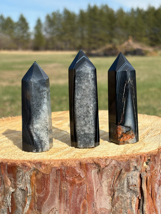 Black Banded Agate Tower