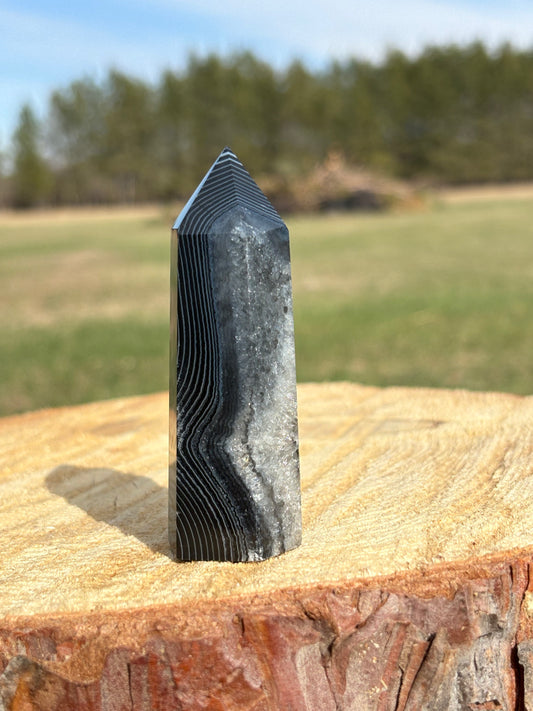 Black Banded Agate Tower