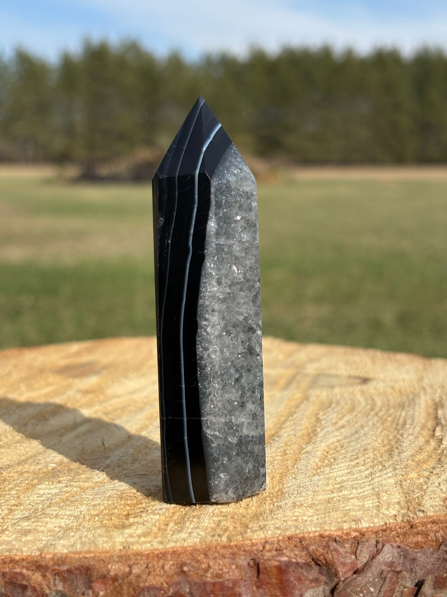 Black Banded Agate Tower