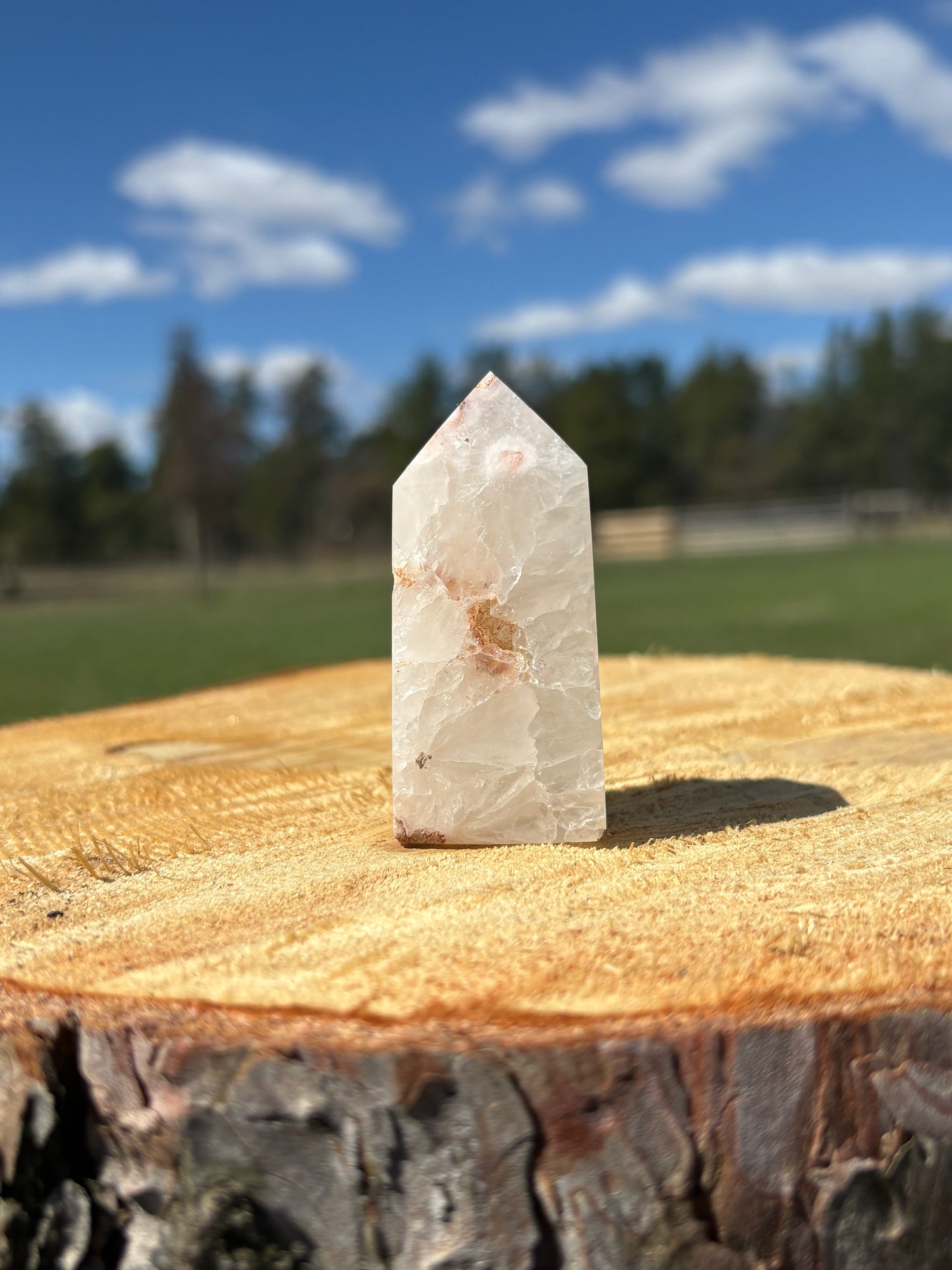 Pink Flower Agate Tower