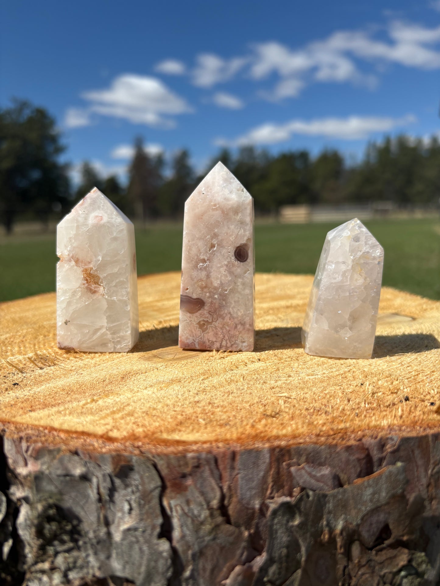Pink Flower Agate Tower