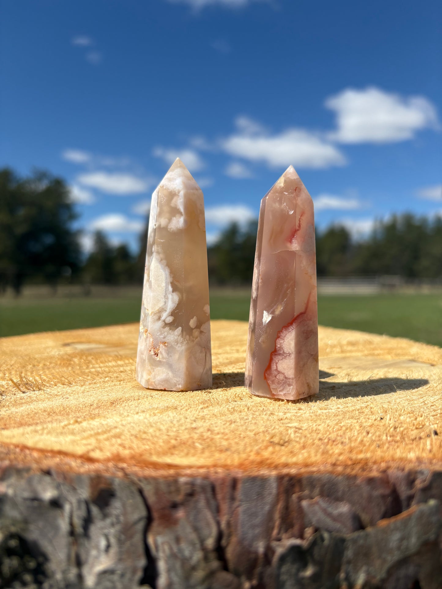 Pink Flower Agate Tower