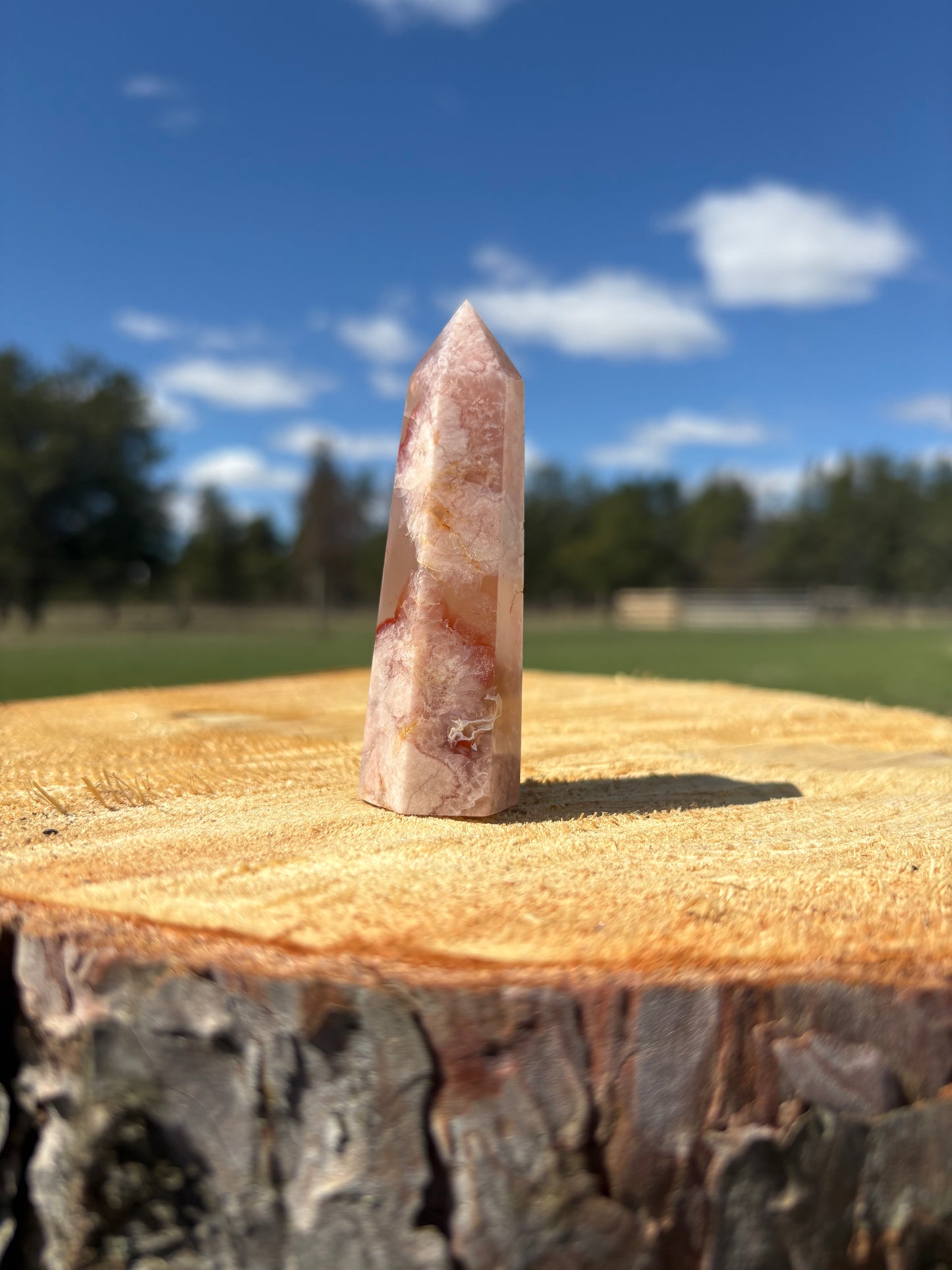 Pink Flower Agate Tower